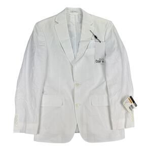 Bar III Mens Slim Fit 100% Linen Solid Suit Jacket White 36R